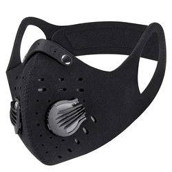 Cycling Mask Activated Carbon Anti-Pollution Masks Breathing Valve Protective Cycling Mask With Filter Windproof Dust Mask Black