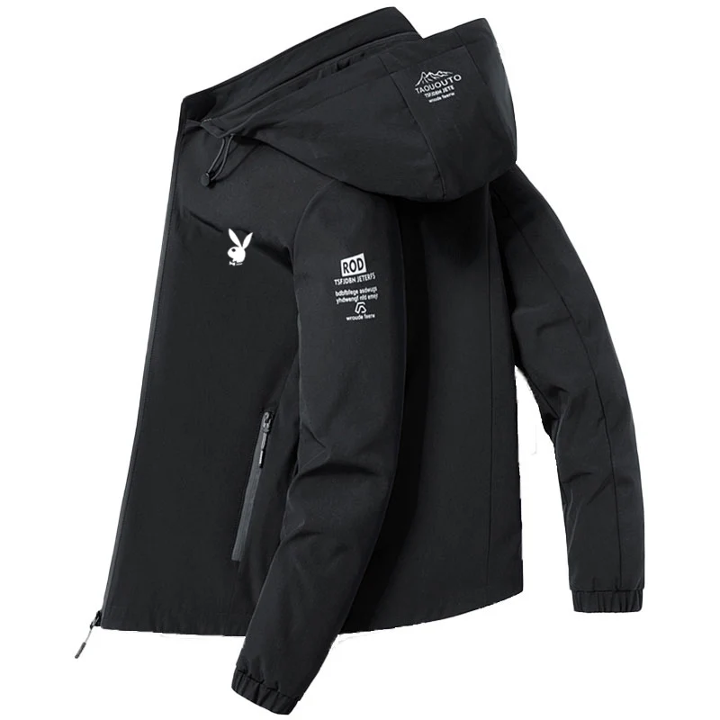 سترة رجالية بغطاء للرأس من بلاي بوي لفصلي الربيع والخريف، تصميم فضفاض بسيط، معطف واقي من الرياح للشباب، مصنوع من ألياف البولي... #5