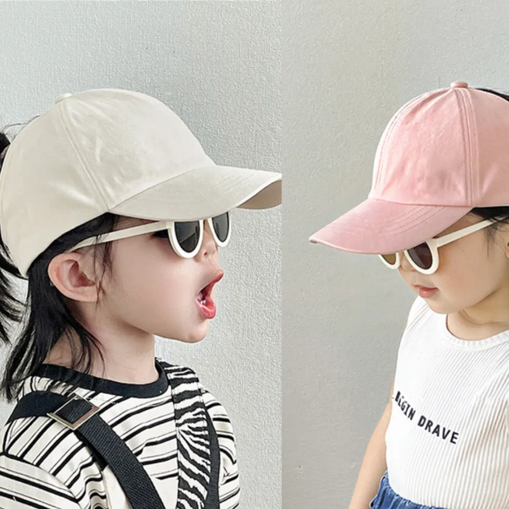 Summer Children Baseball Cap Sunscreen Sun Visor Hats Tie High Ponytail Empty Tail Cap Kids Girls Pink Cap Fashion Breathable