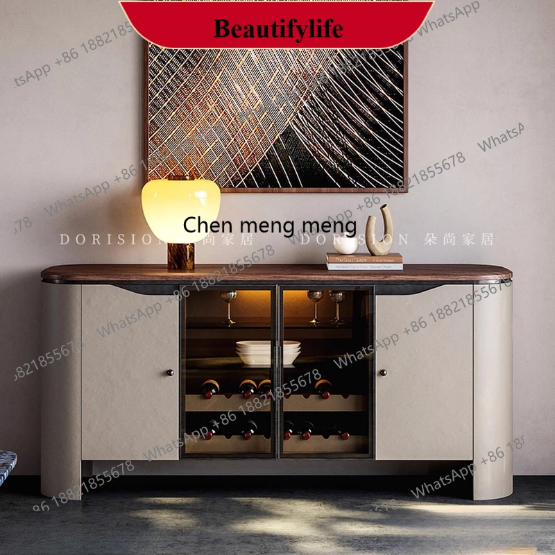 

E153 Side cabinet Modern simple door cabinet Italian minimalist light luxury glass wine cabinet Wall locker