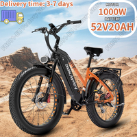 LANKELEISI DM530 Plus Electric Bike 1000W Motor 52V 20AH Mountain Off-road E Bike 26*4.0 Fat Tire All-terrain Electric Bicycle