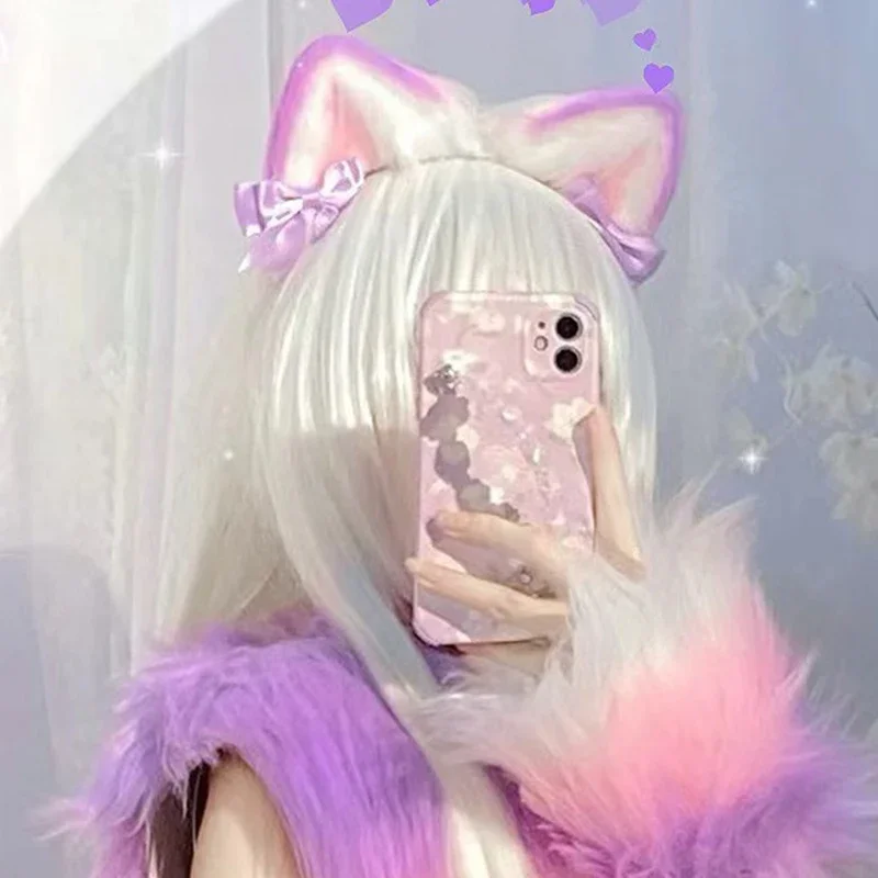 Handmade Cute Furry Anime Cosplay Set Fox Cat Ear Fox Tail Leg Performance Props Plush Cosplay Accessories Halloween Party Gift image 3