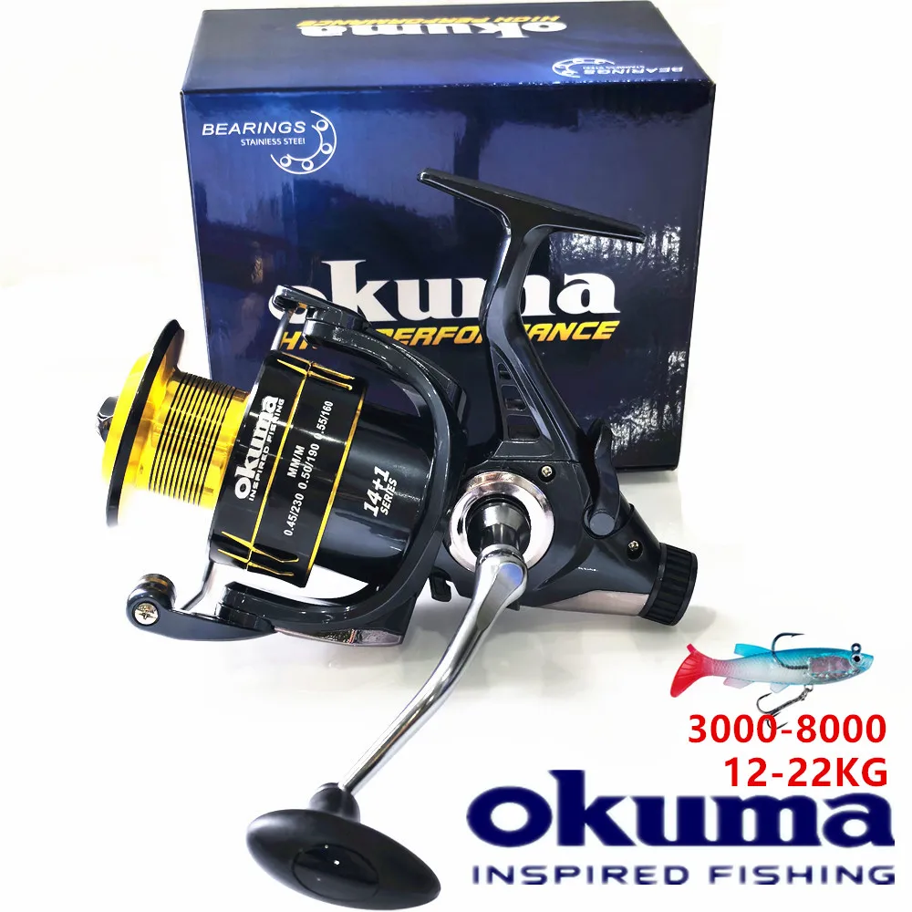 Okuma – moulinet de pêche rotatif avec tasse en métal, charge maximale de 22KG, adapté au modèle 3000 à 8000