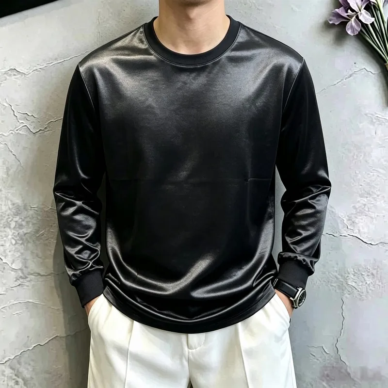 High Quality Men's Round Neck T-shirt Autumn Casual Fashion Versatile Trend T-shirt Long Sleeved Top Streetwear Men Clothing