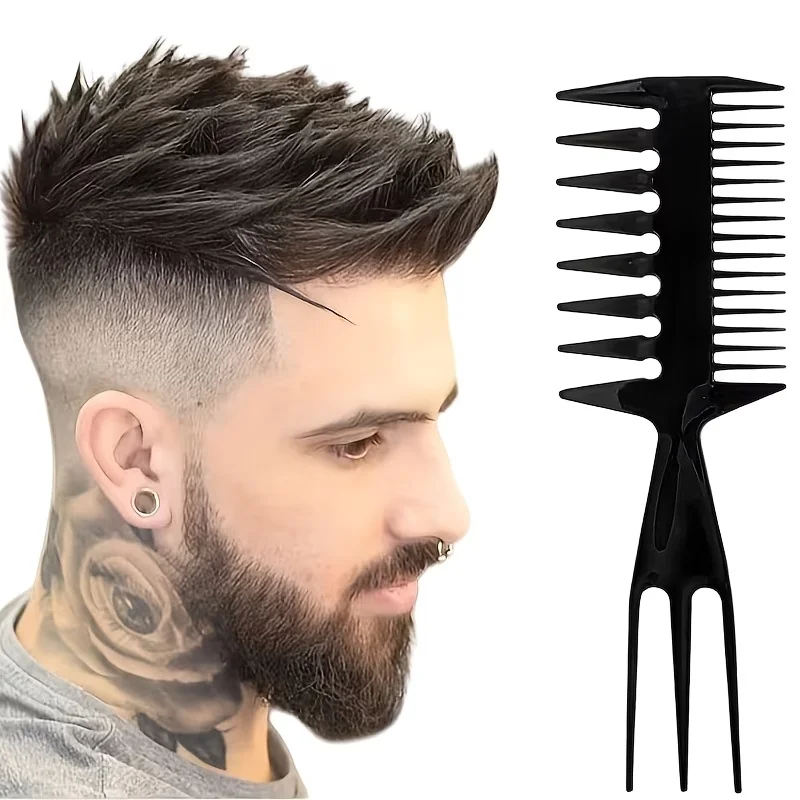 4-teiliges Styling-Kamm-Set für Männer, Antistatische Breitzahn-Volumen-Kämme für Pompadour und Slick Back, für Friseur und Heimgebrauch – Detail 2