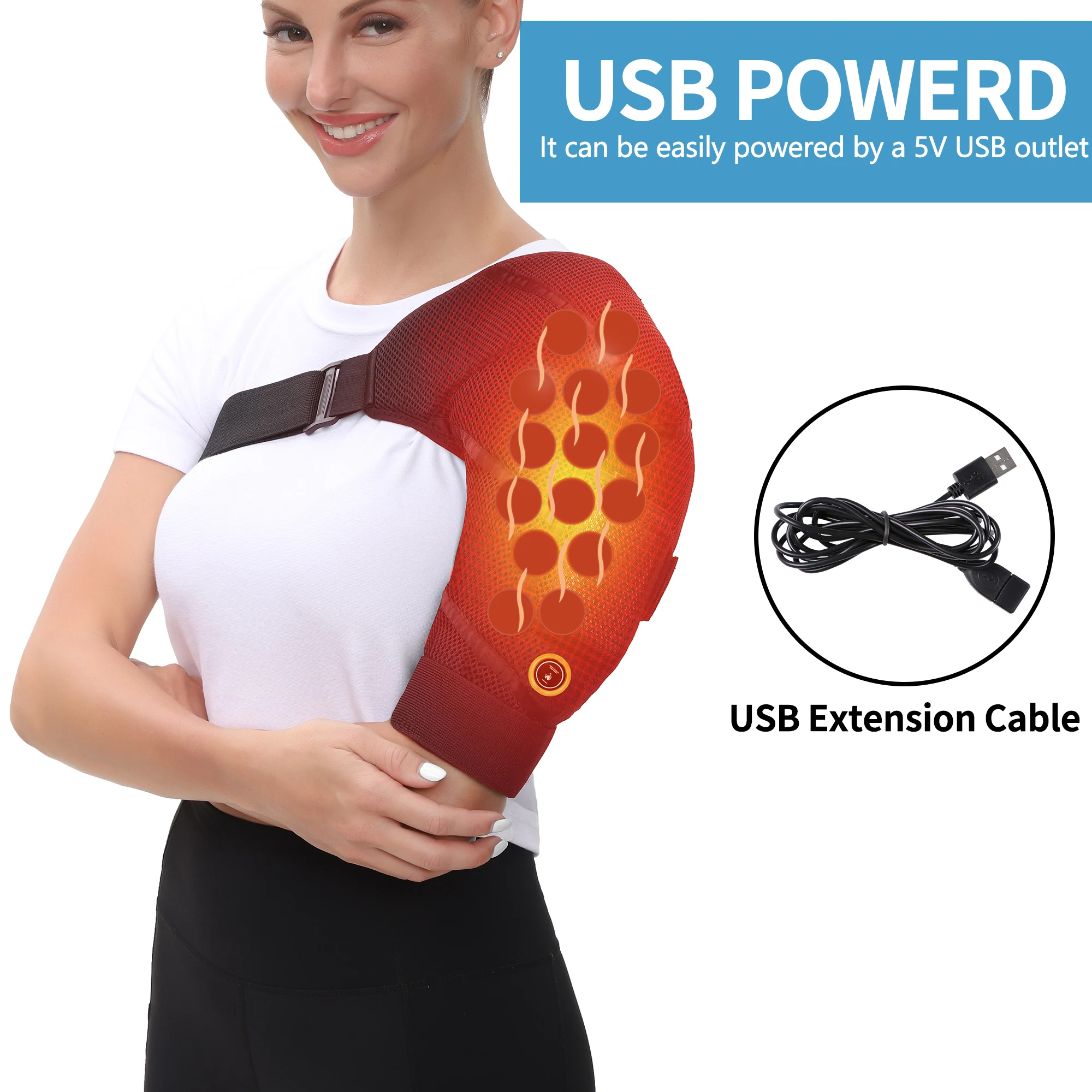 Heated Massage Shoulder Brace 3 Gears Vibration Kneading Rapid Muscle Relaxation Frozen Shoulder Relief Home Office Car Use