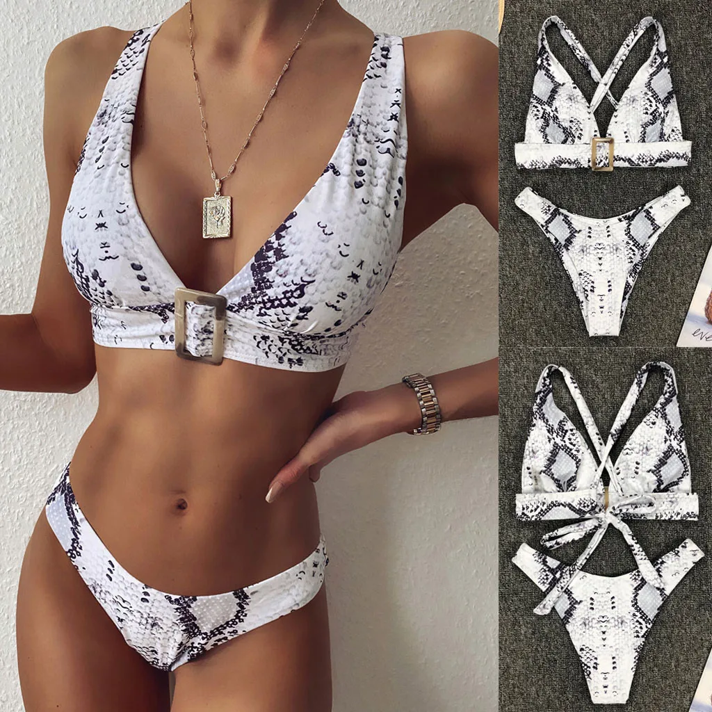 

Women Sexy Print Push-Up Padded Bra Bikini Set Swimsuit Swimwer Swimming Bra with Underwire