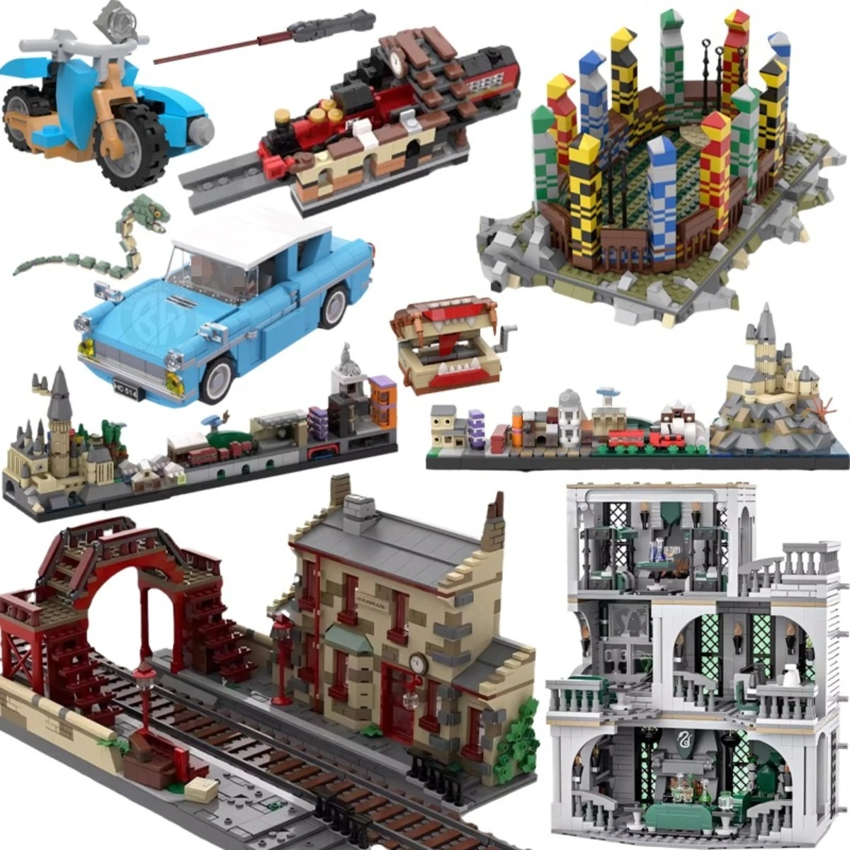 ستار فيلم ماجيك العمارة عرض الشارع أفق اللبنات MOC مدرسة كويدتش ملعب عنبر نموذج الاطفال اللعب هدية #1