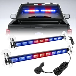 2in1 12-24V Warning Light with Auxiliary Lighting Function Car Dual Color Emergency Light Strip Windshield 162LED Car Flashing L