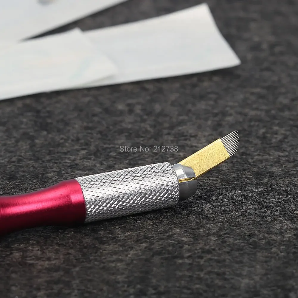 100PCS PCD 12/14 Pins Permanent Makeup Eyebrow Tatoo Blade Microblading Needles For 3D Embroidery Manual Tattoo Pen Machine