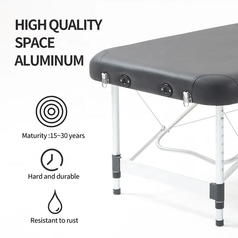 Lightweight Foldable Portable Spa Massage Table Memory Foam Cushion Modern Aluminum Alloy Feet Waterproof Gym Facial