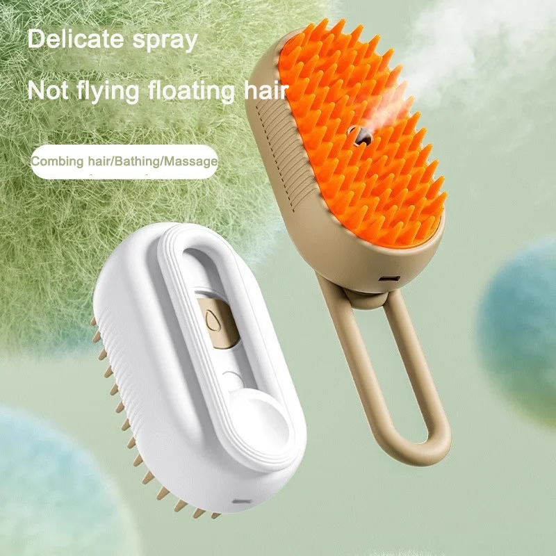 

Steamed dog brush with essential oil Electric Spray Cat Hair Brush 3 in1 Dog Steamer Brush for Massage Pet Grooming Removing