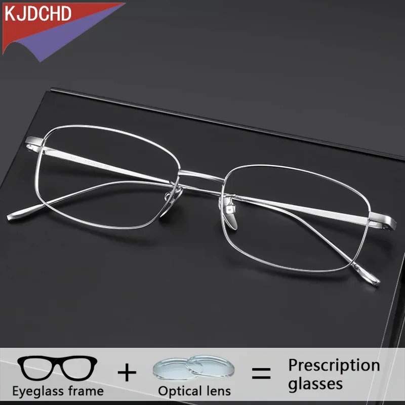 Lunettes de vue rectangulaires en titane sur mesure pour hommes, haute myopie, multifocales, bifocales, progressives, style rétro