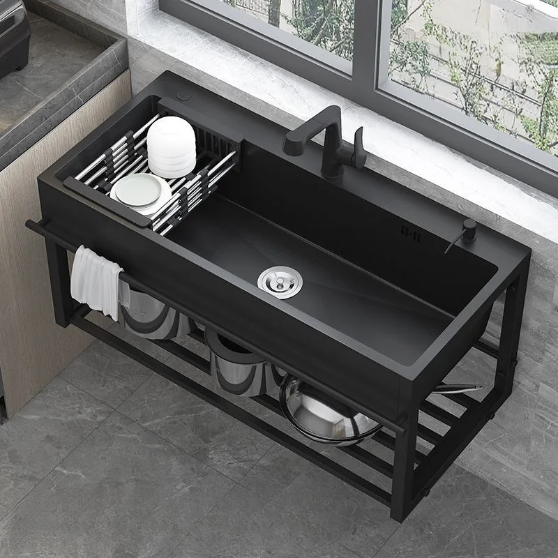 Household integrated floor-to-ceiling vegetable basin, kitchen double sink, stainless steel dishwasher