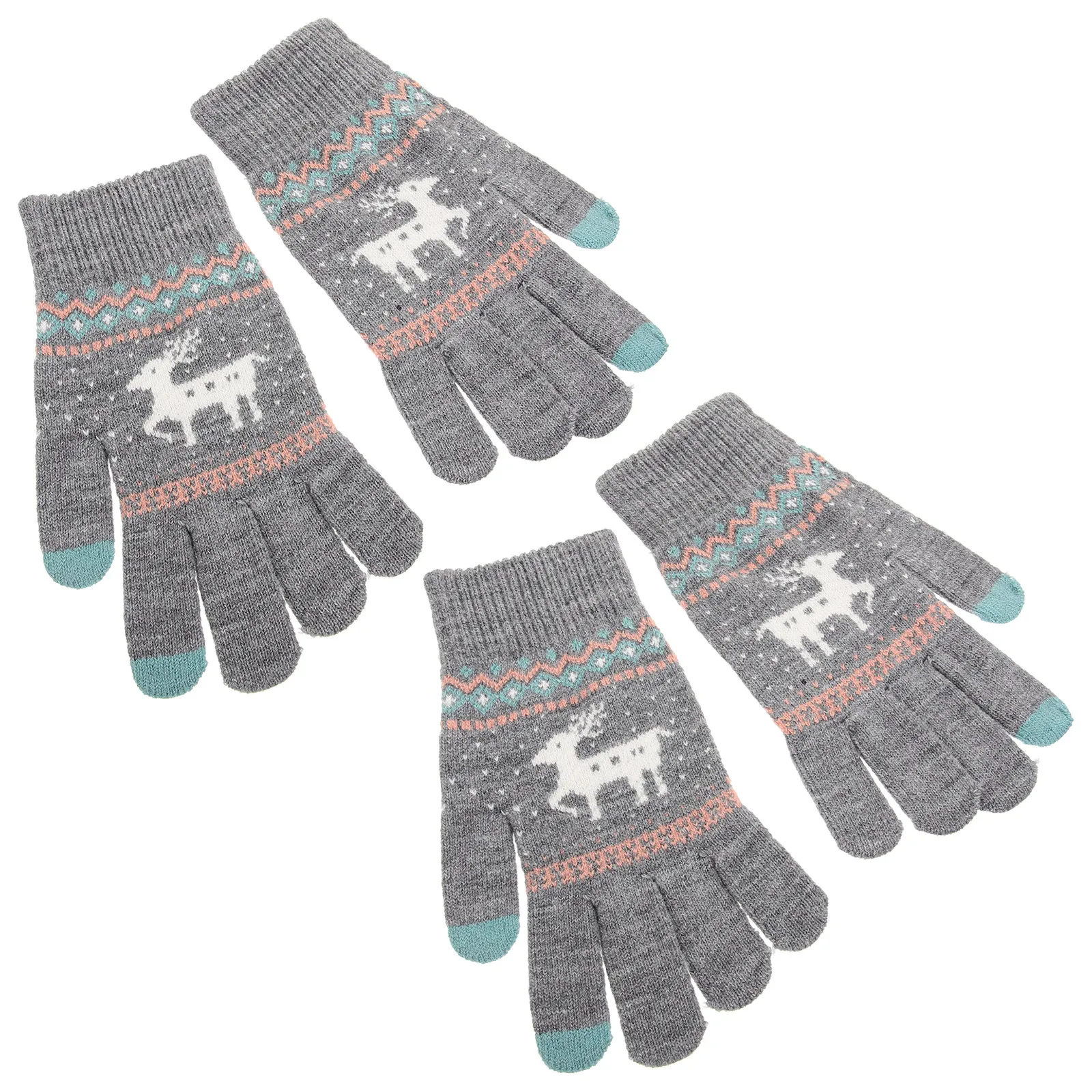 

2Pairs Cute Fawn Gloves for Kids Premium Knitted Winter Handwear Full Coverage Warmth in Cold Weather Birthday Christmas Present