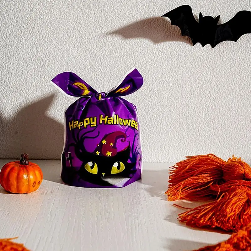 50PCS Halloween Treat Bags Chocolate carring goodies Spooky Cartoon Cat Novelty Bag Bag with Rabbit Ears candy gift totes