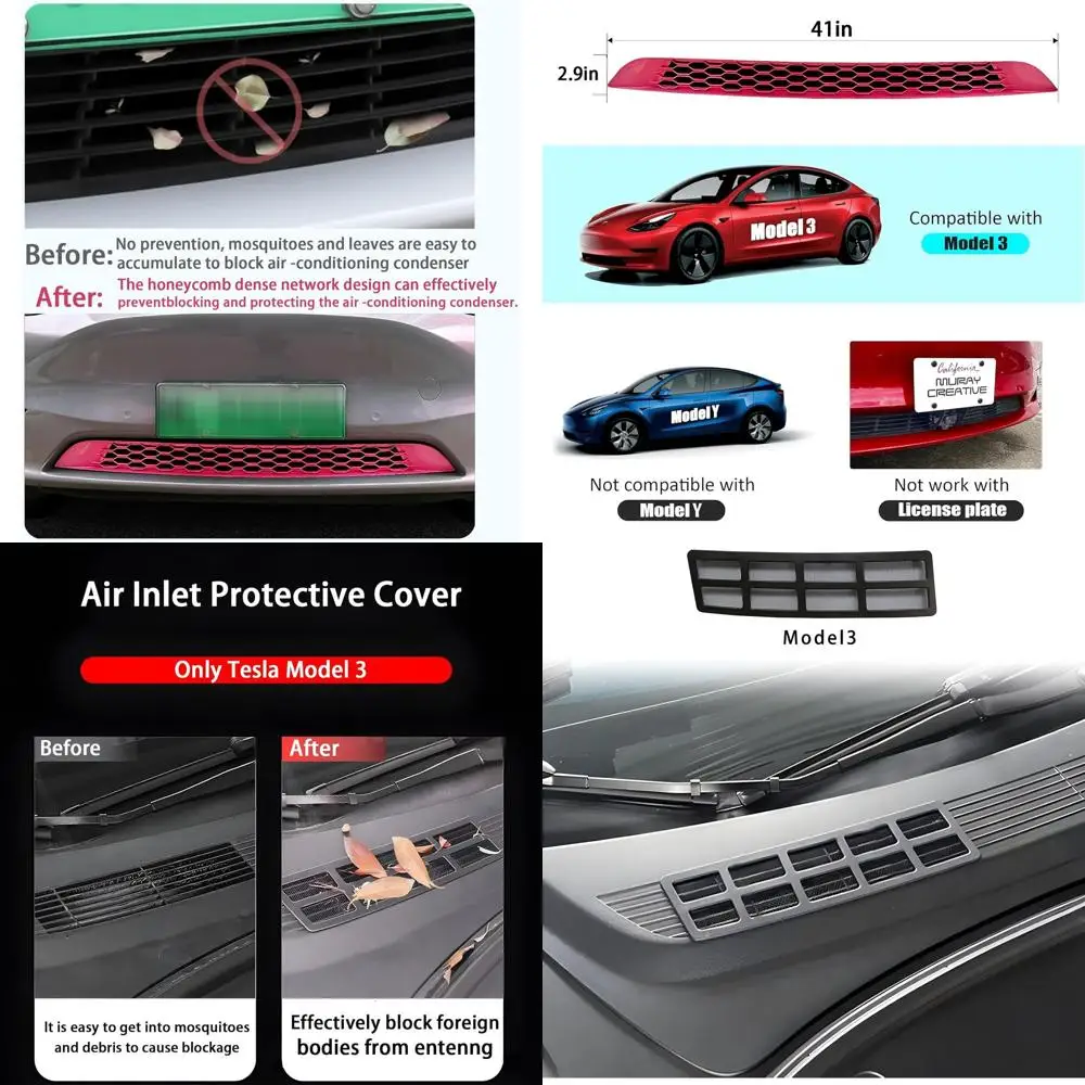 Front Grill Mesh Grille Inserts compatible with Tesla Model 3 and Air conditioning Air Intake Vent Grille Cover for Tesla Model