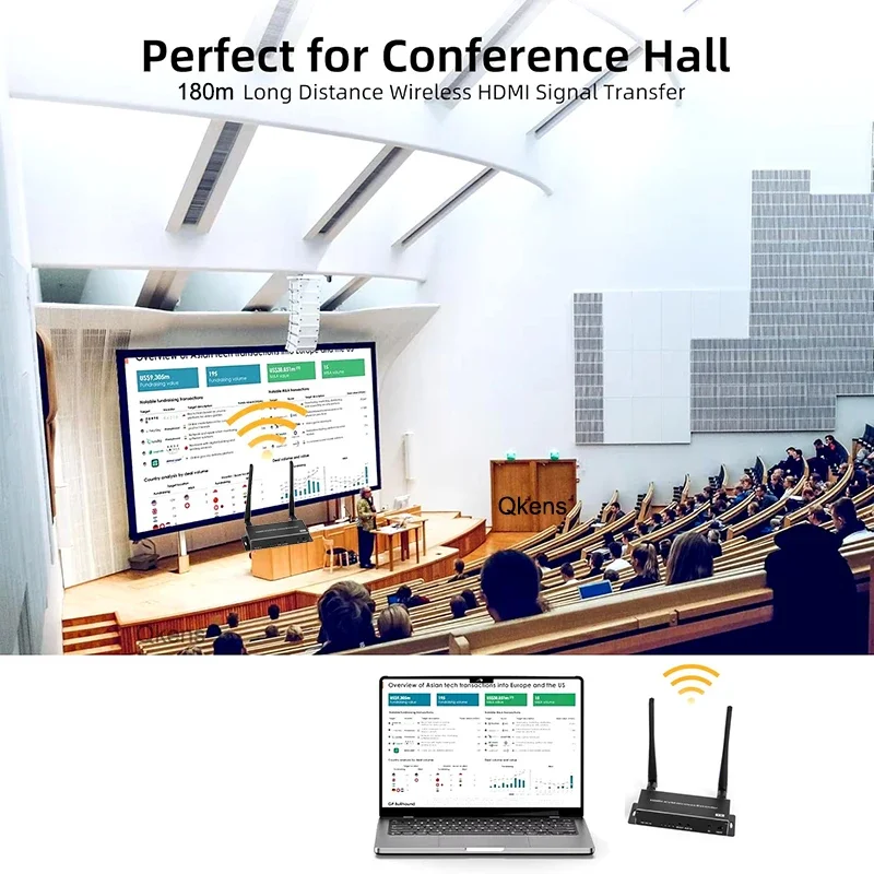 موسع KVM لاسلكي HDMI جهاز إرسال واستقبال الفيديو 1080p 180M يدعم USB لوحة مفاتيح وماوس كاميرا الكمبيوتر المحمول إلى شاشة التلفزيون