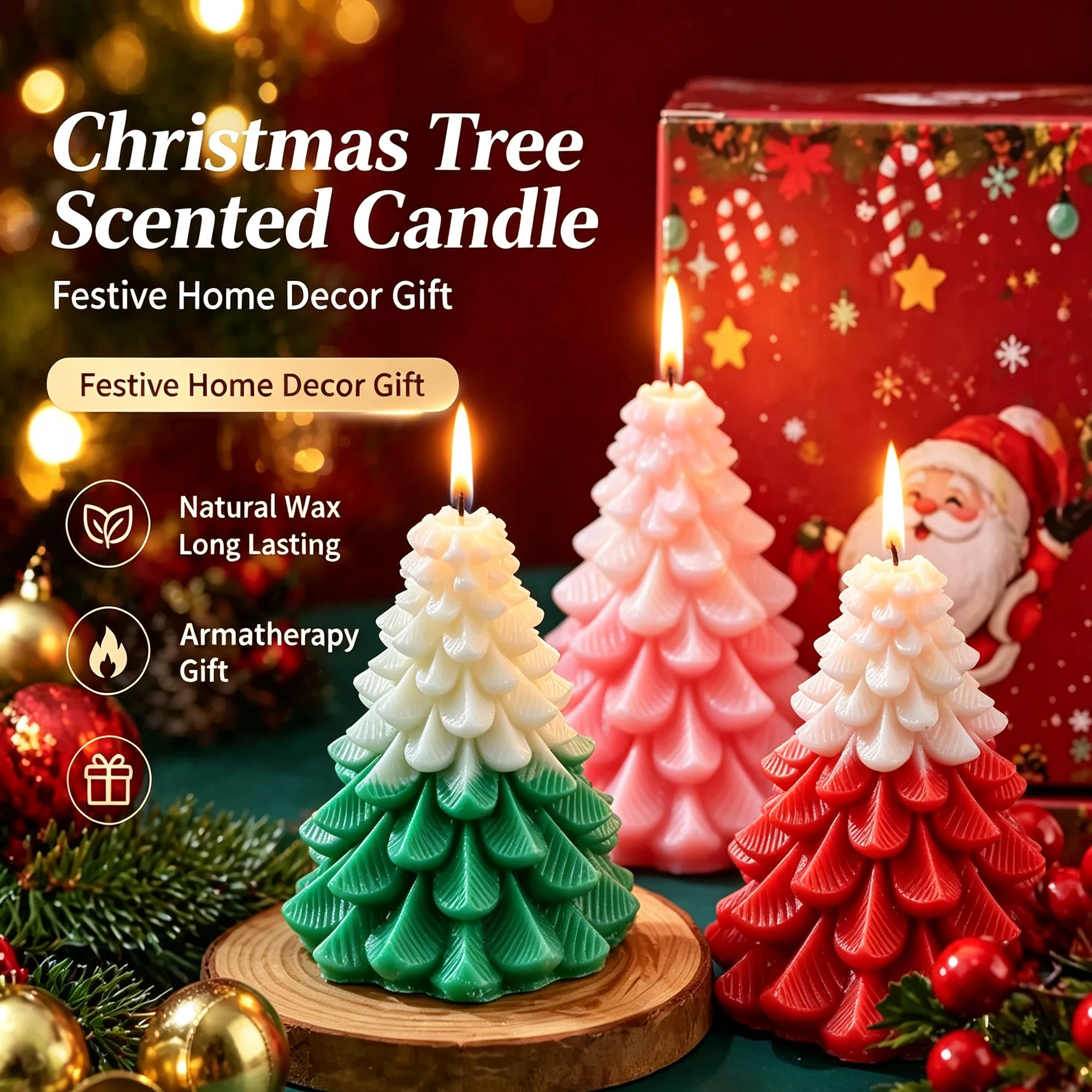 Christmas Tree Scented Candle Creative Xmas Tree Shaped Aromatherapy Candle Holiday Home Table Decor Perfect Christmas Gift