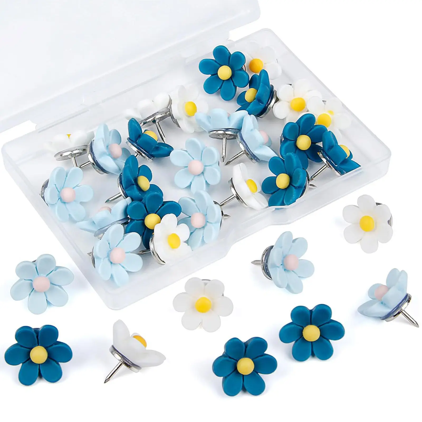 

50 шт. декоративных кнопок-гвоздиков из смолы в форме цветов для досок объявлений, офиса, школы, фотостен, рукоделия