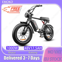 Emoko C91 E-bike 1000W Brushless Motor 48V17.5AH Removable Battery Electric Bicycle Adult 20*4.0 Inch Fat Tires Electric Bike