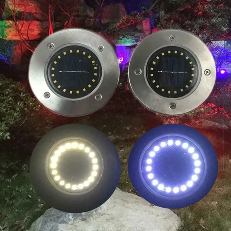 8/20LED Solar Power Disk Light Outdoor Garden Underground Deck Spotlight Buried Led Lamp Decor
