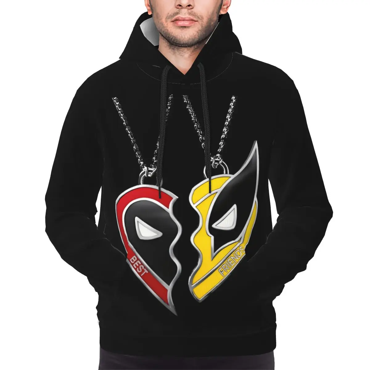 Deadpool & Wolverine Movie Hoodie Superheroes Comics Pullover Long Sleeve Sweatshirts Drawstring Hooded Shirt with Kanga Pocket