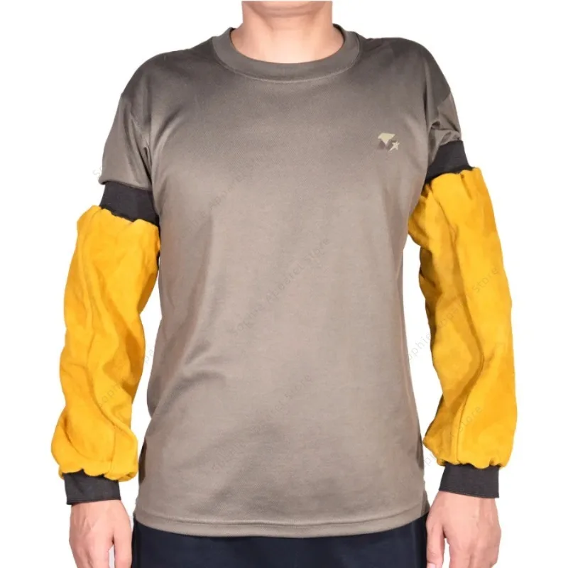 

Pure Cowhide Leather Welding Arm Sleeve Wear Resistant Heat Insulated Flame Retardant Welder Equipment Protection Sleeves