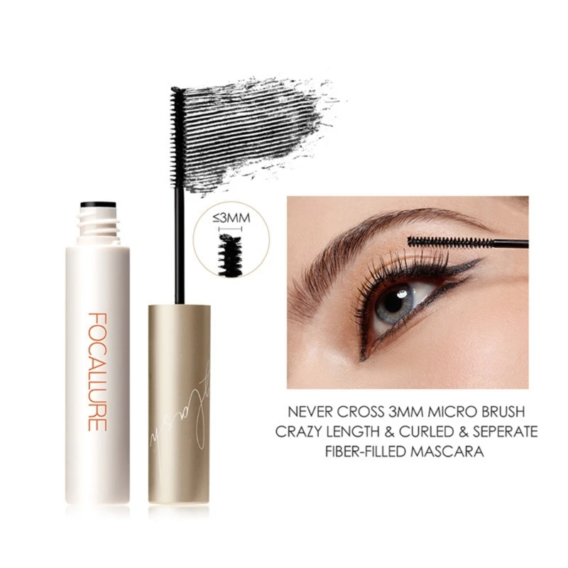 Ultrafijne Wimpers Mascara Zijde Vezels Mascara Waterdicht Volume Dikker Extension Mascara Vrouwelijke Cosmetica Make-Up