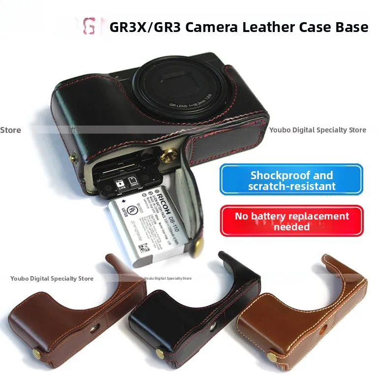 Ricoh Camera Bottom Half Cover Protective Leather Case Vintage Style Durable Genuine Leather Accessory for Digital Cameras
