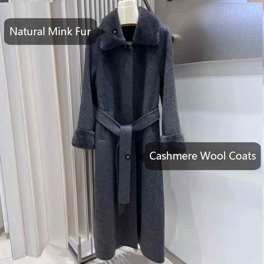 Wolmix jas bijpassende riem dames wollen jas luxe dames nieuwe stijl kasjmier jas dames
