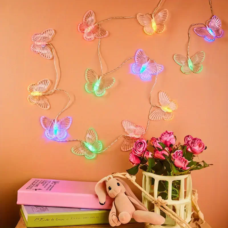 6M 40LEDS Bunte Schmetterling Lichterketten Für Urlaub Lichterkette Hof Garten Hochzeit Party Dekoration Zimmer Licht Dekor – Detail 4