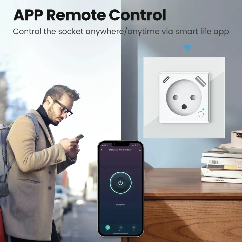 Melery Israel WiFi Tuya Smart Wall Socket EU Power Plug Outlet USB/Type-C PD 20W Charge Port for Iphone Remote Alexa Google Home