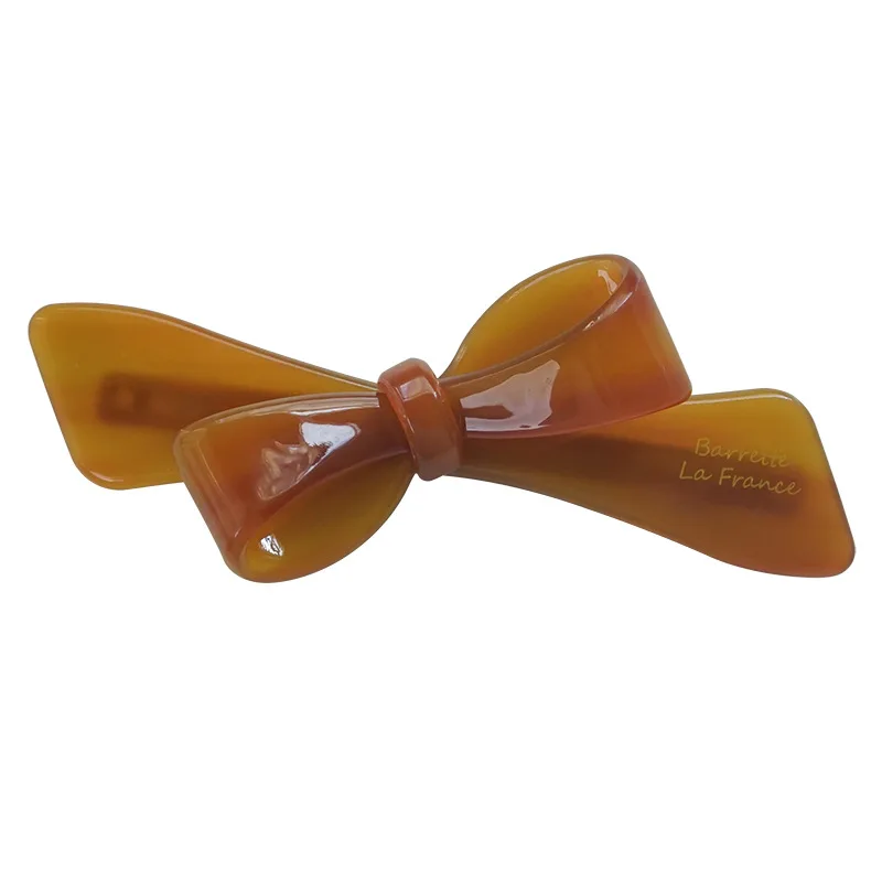 Three-dimensional Bow Acetic Acid High-end One-word Horizontal Clip Spring Clip Hair Accessory on The Back of The Head