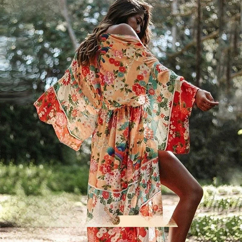 ملابس نسائية فضفاضة من الشيفون للشاطئ للحماية من الشمس، ملابس بيكيني خارجية، ملابس صيفية