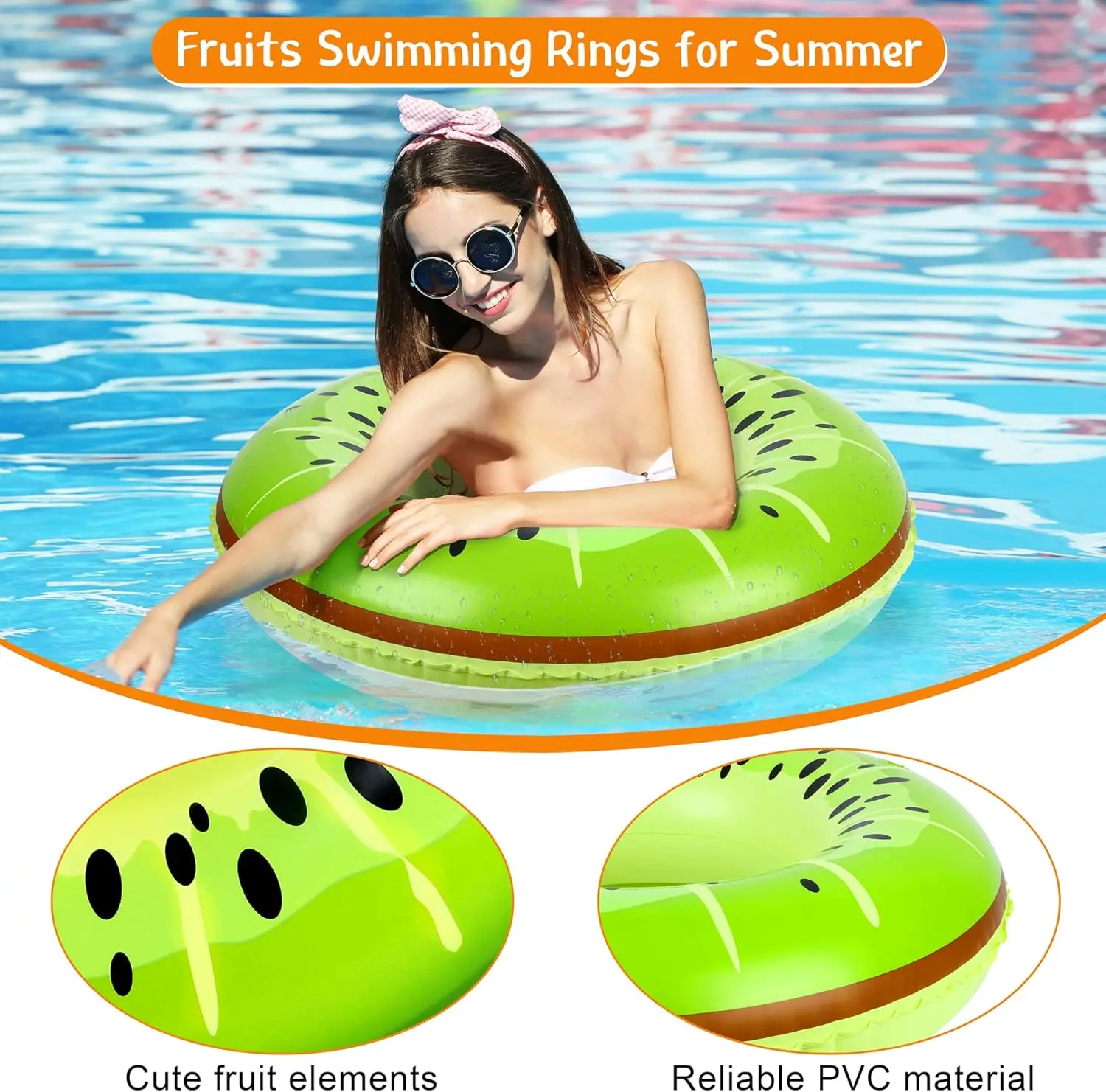 5 piezas flotadores inflables para piscina 29,5 pulgadas tubos de natación anillos frutas anillos de natación playa grande natación juguetes acuáticos para verano Outd