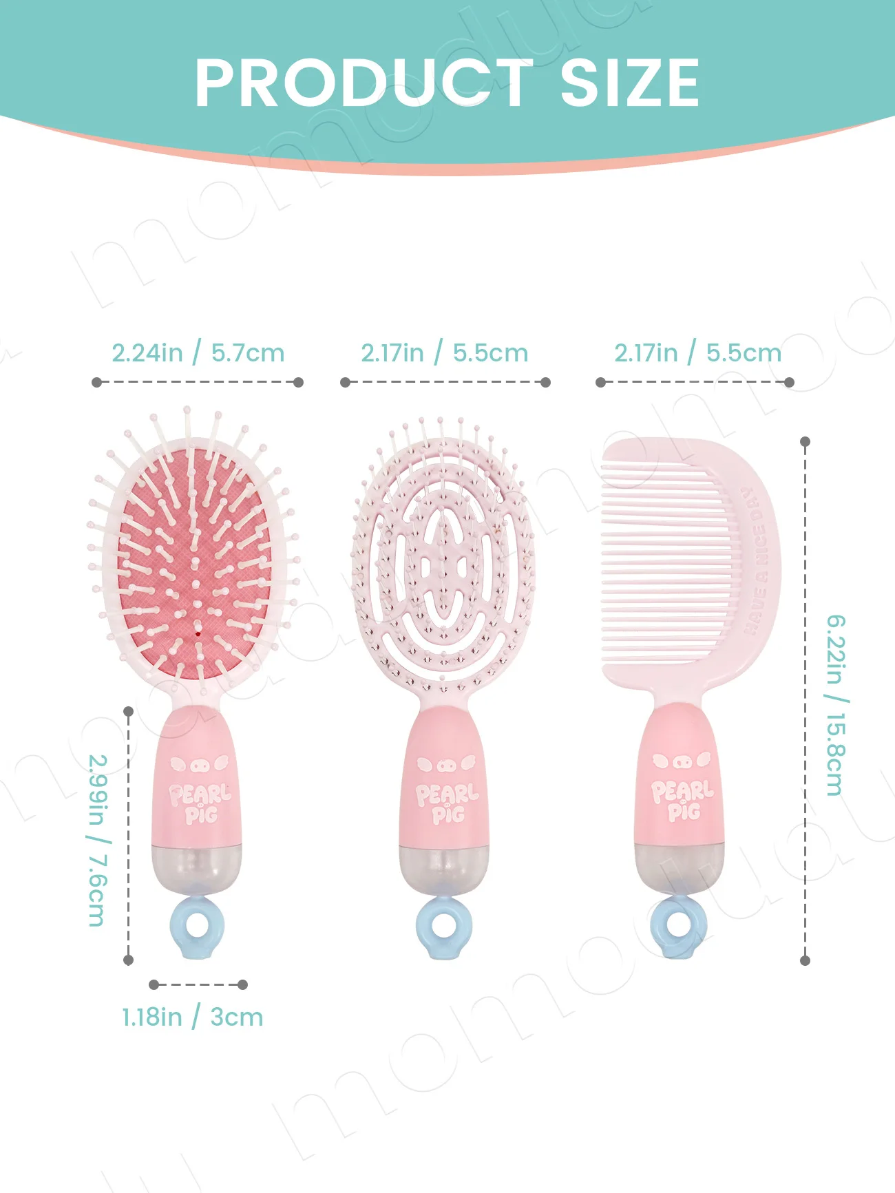 3Pcs/Set Baby Hair Brush Set, Soft Massage Comb, Vented Detangling Brush & Fine Tooth Comb for Toddlers Kids Hair Care Kit