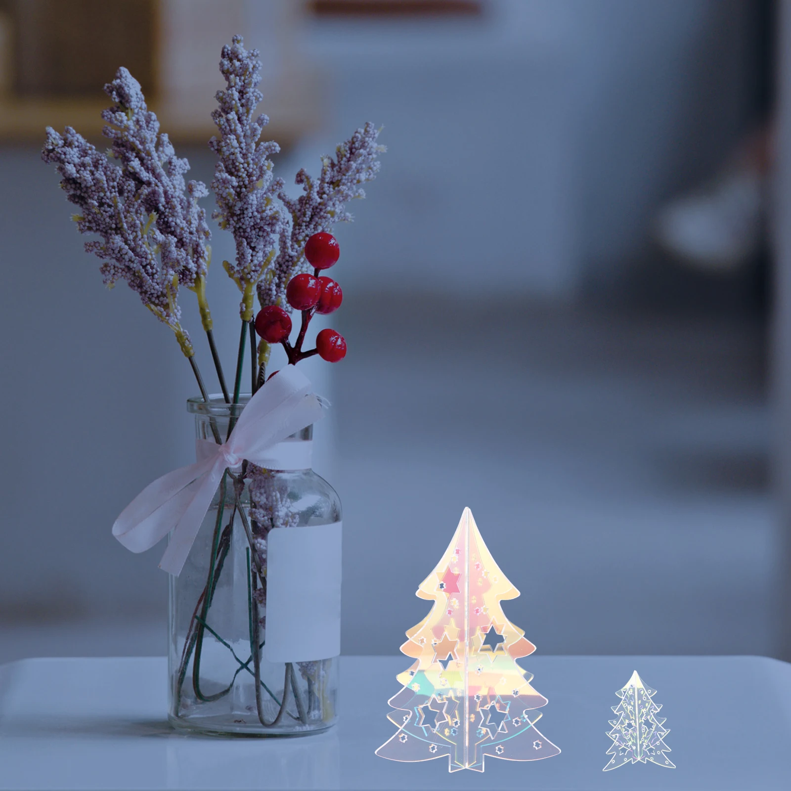 

8 Pcs Home Decor Fantasy Christmas Tree Decoration Table Acrylic Tabletop Holiday Transparent Winter Party Centerpieces Office