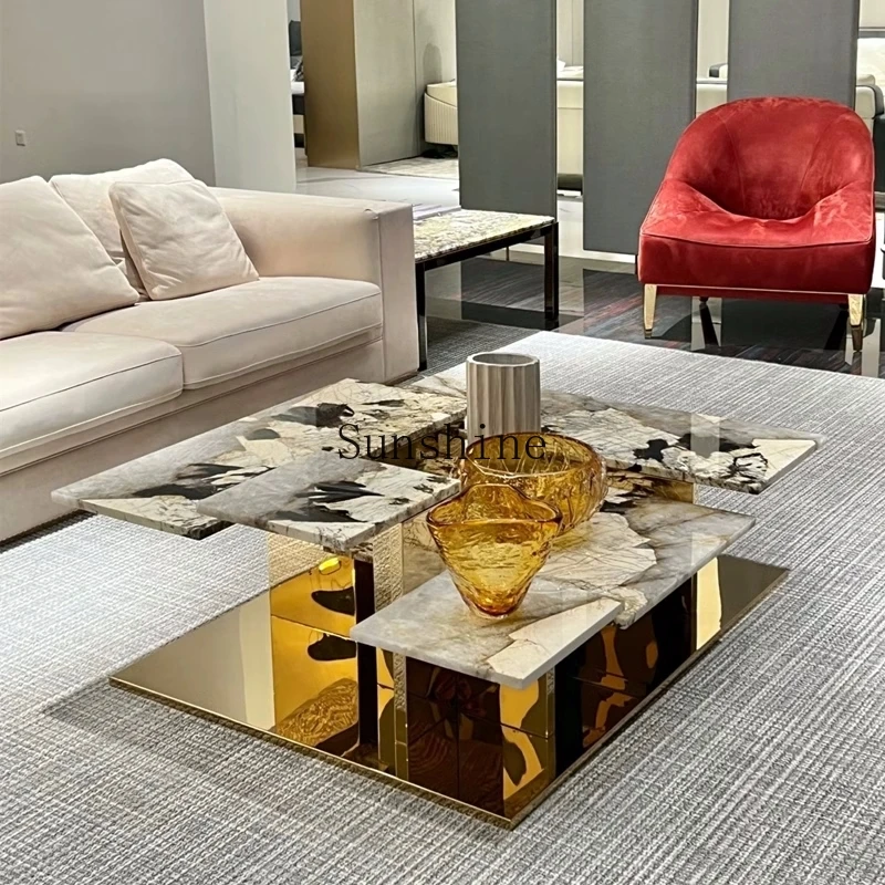 

Italian light luxury stone square high-end customized coffee table