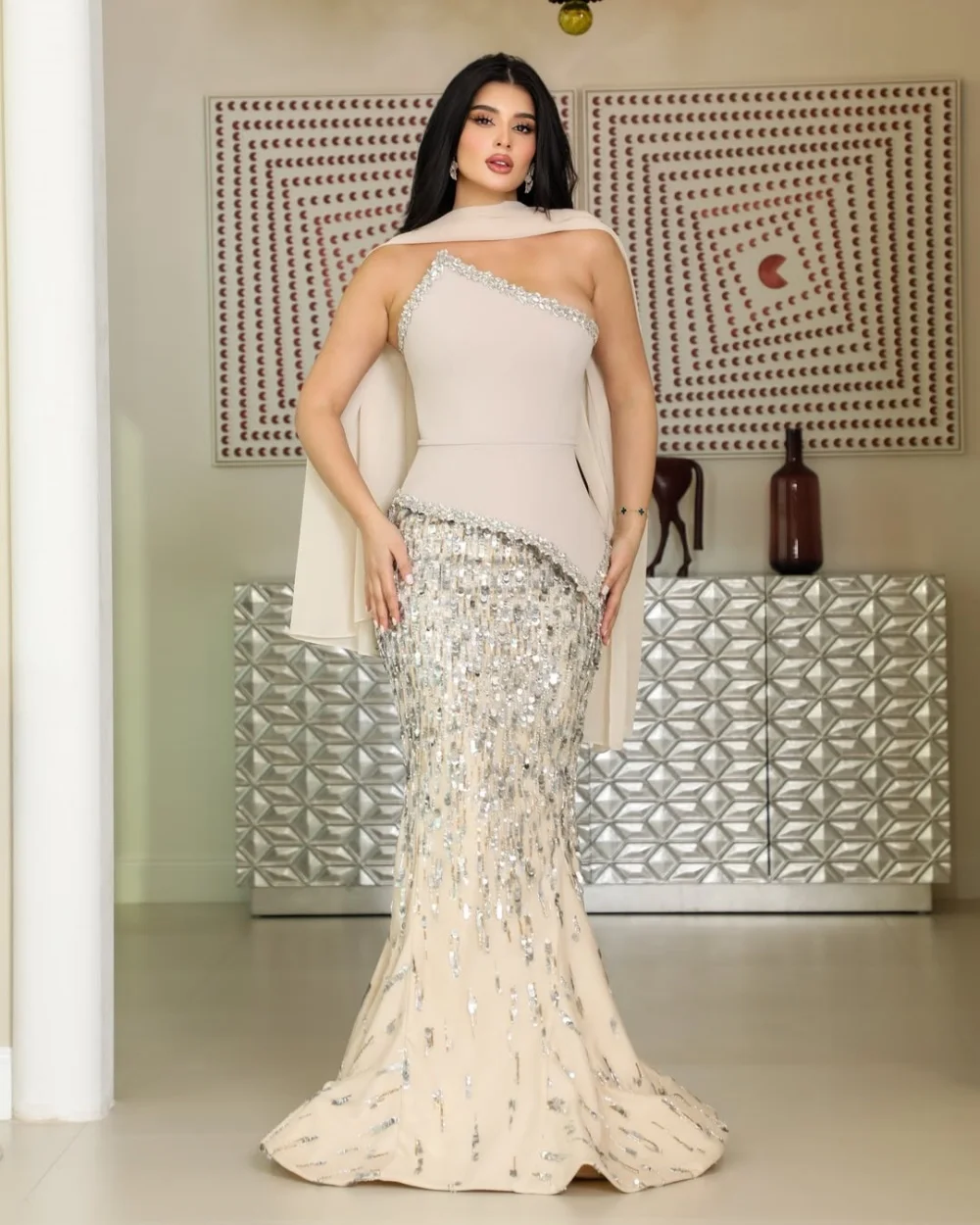 

Элегантные вечерние платья из джерси с кристаллами и блестками по индивидуальному заказу, сексуальное платье русалки без бретелек без рукавов для выпускного вечера, современный стиль, вечерние платья