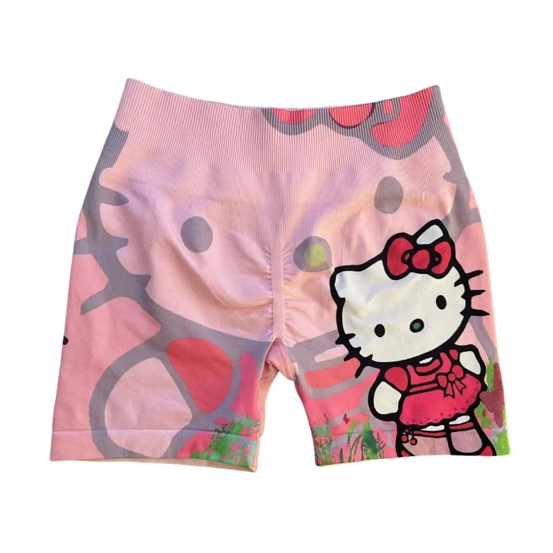 Kawaii Sanrio Hello Kitty Yoga Fitness Shorts Summer Cute Double-sided Print Girls Slim Breathable Sports Three-Point Shorts