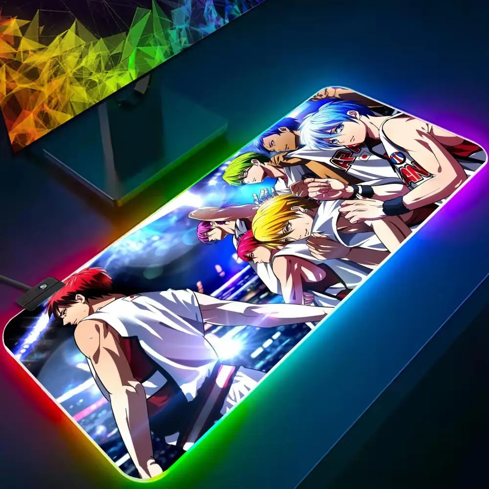 Kuroko's Basketball Mouse Pad RGB Gaming Mousepad Big LED Pad PC Desk Mat Luminous Mouse Pad Large Keyboard Mats Table Rug With