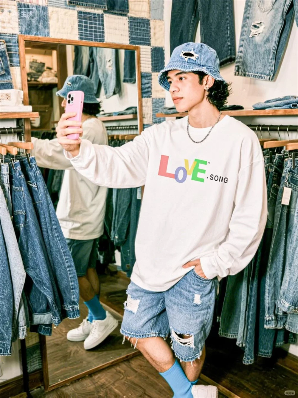 الحب أغنية سانت بأكمام طويلة تي شيرت الرجال النساء زوجين الملونة إلكتروني شعار أعلى جودة القطن فضفاض تي شيرت