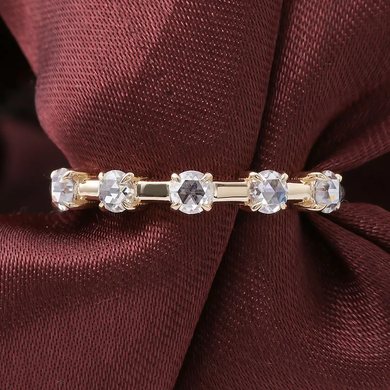 Provence 10K/14K/18K Moissanite Anniversary Rings for Women D Color VVS Round Cut Promise Rings for Mom With GRA Certificate