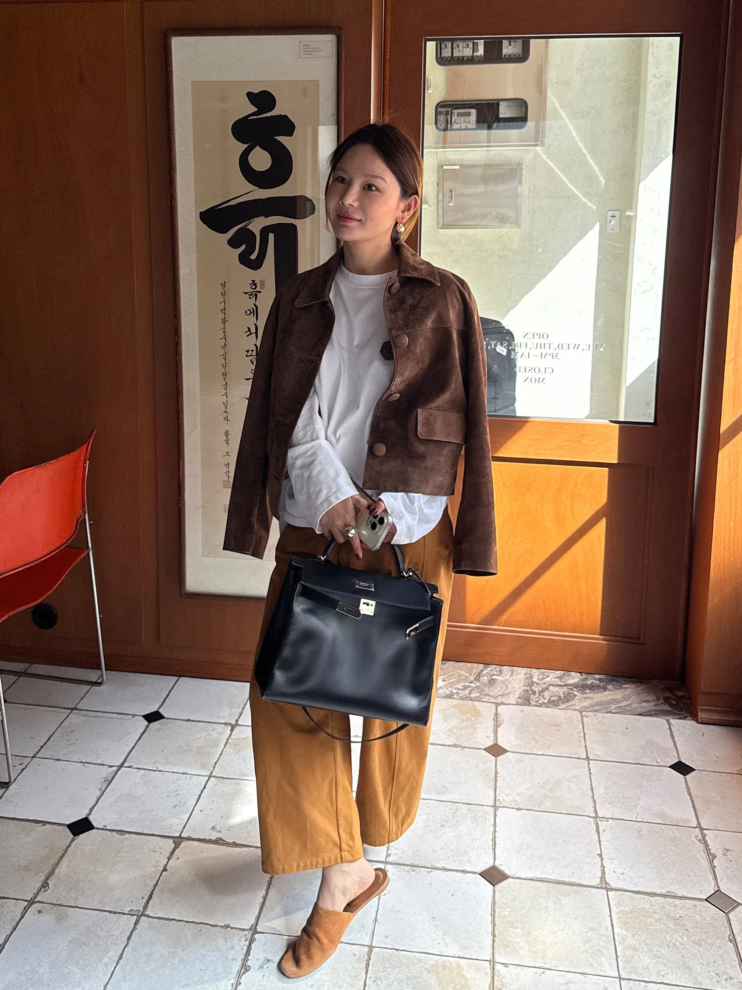 WXLSTUDIO Manteau court pour femme en cuir véritable et daim synthétique, col rabattable, écologique, en cuir de porc, manches longues