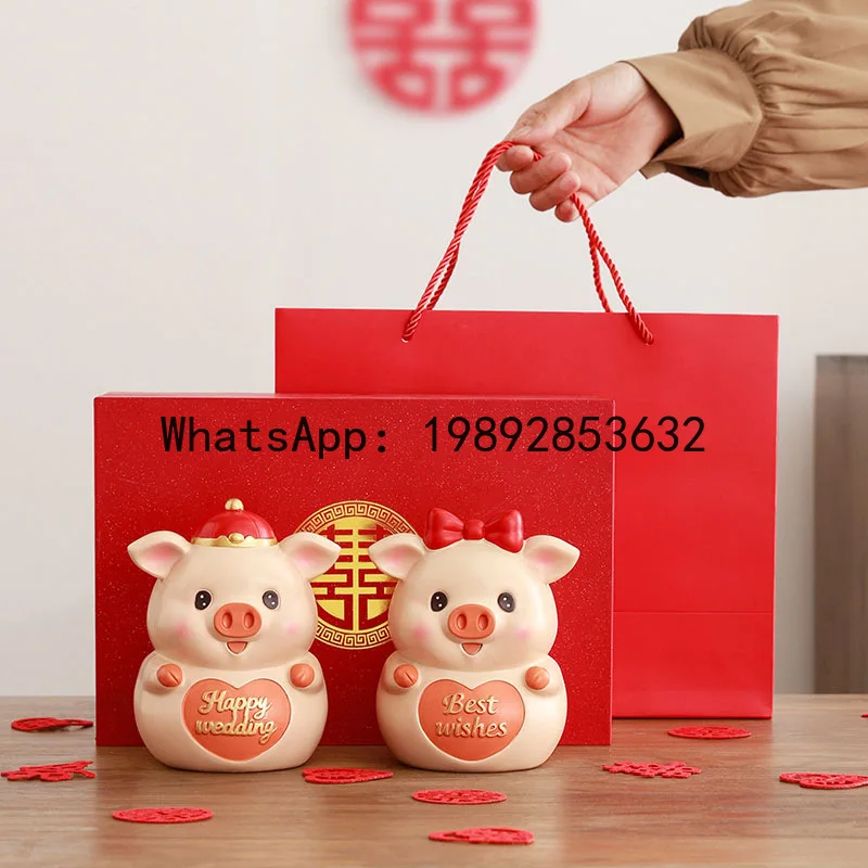 CB cute pig ornament couple wedding gift girlfriend wedding engagement box