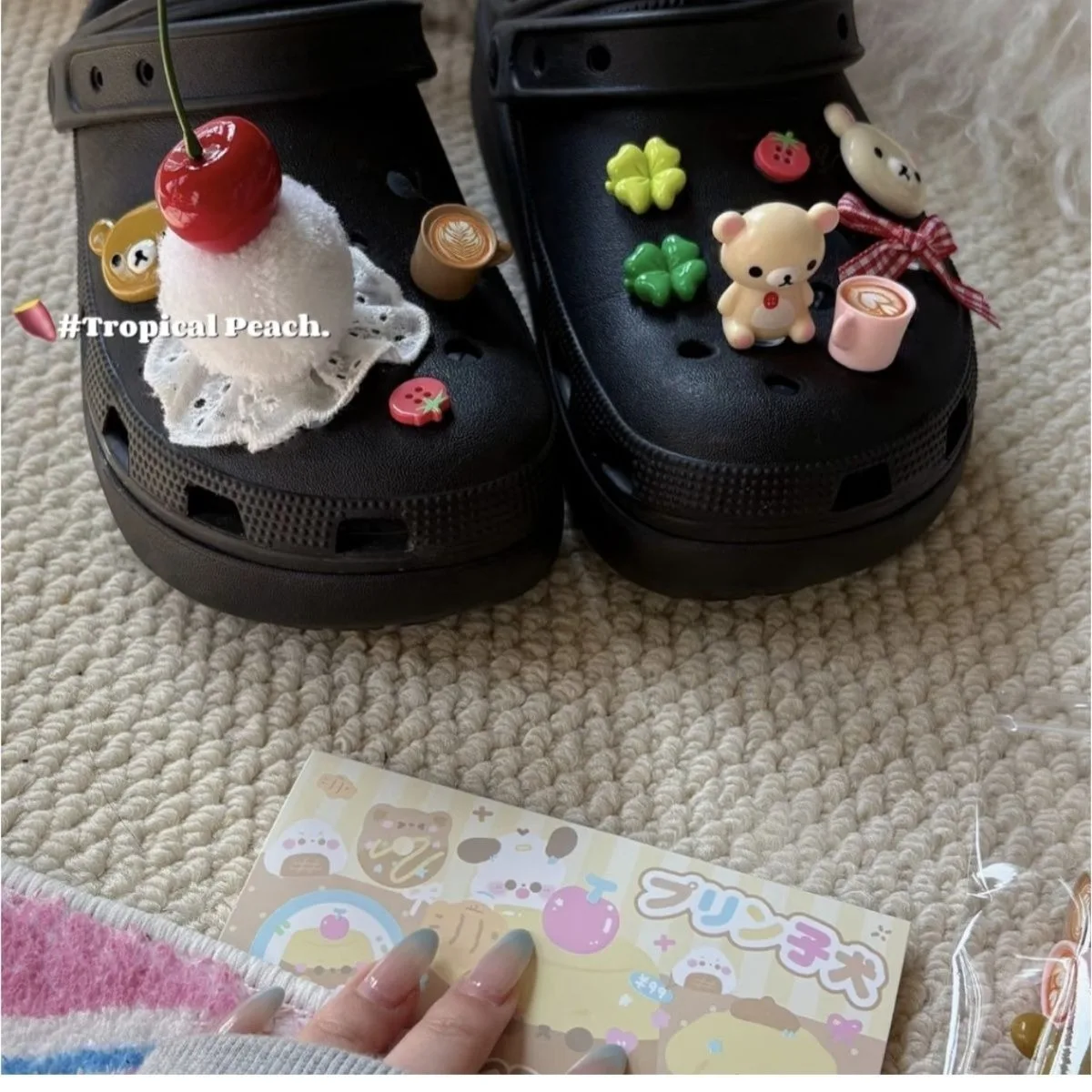 

Little Bear Cake Clover Coffee Series Lovely Shoe Accessories Cute Designer Charms Beautiful Footwear Decoration DIY Hot Gift