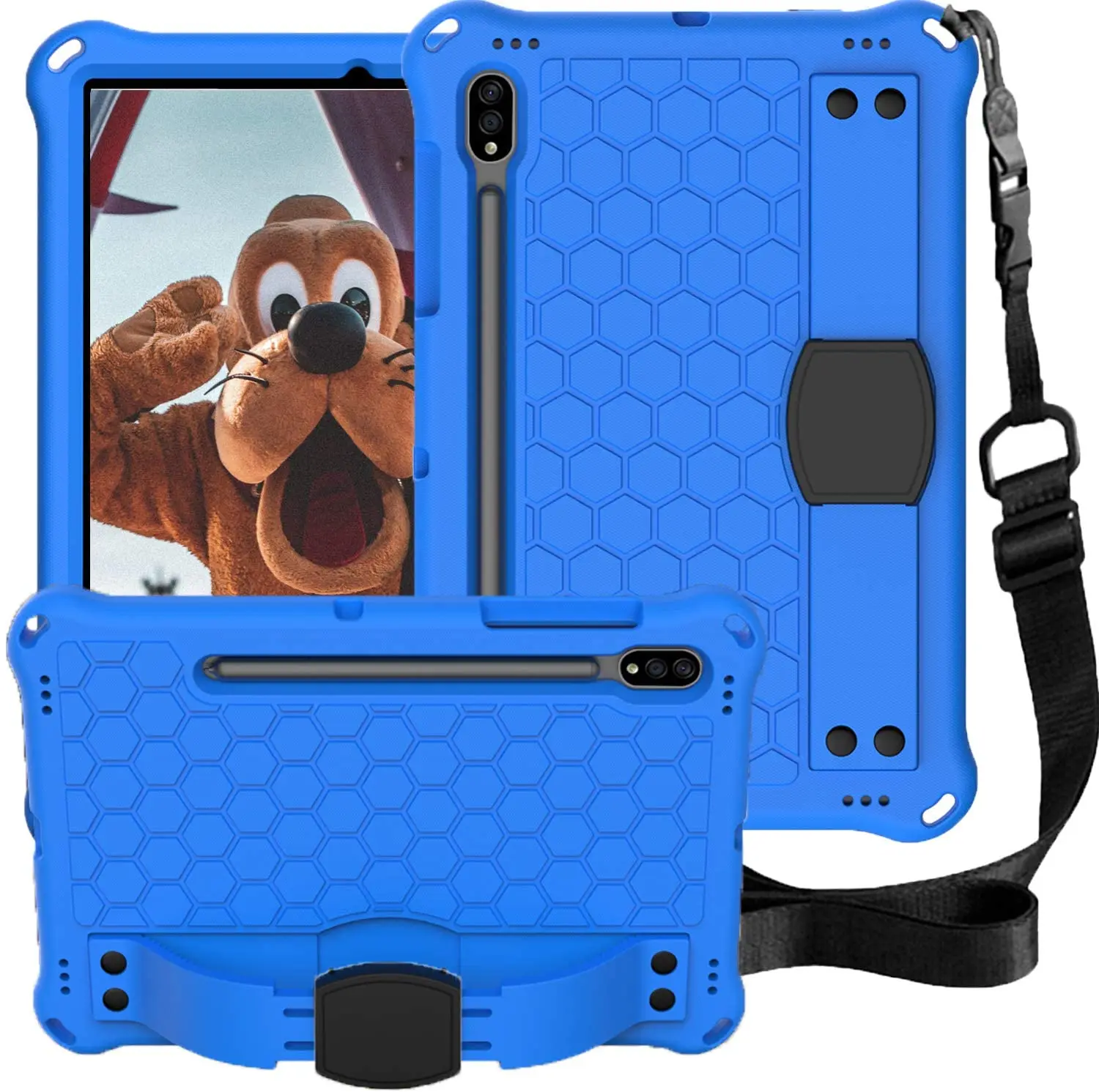 EVA Kinder-Schutzhülle für Samsung Galaxy Tab S10 Lite 10.9", S9 FE 11", S7, S8 11" Tablet, stoßfeste Schaumstoffhülle mit Schulter- und Handgurt und Standfunktion