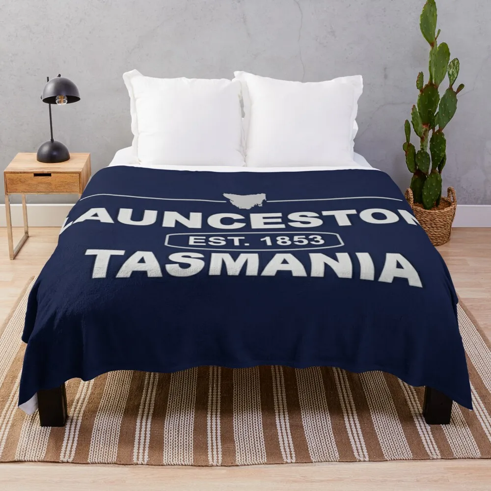 Established 1853, Launceston, Tasmania Throw Blanket warm winter Soft Plaid Blankets