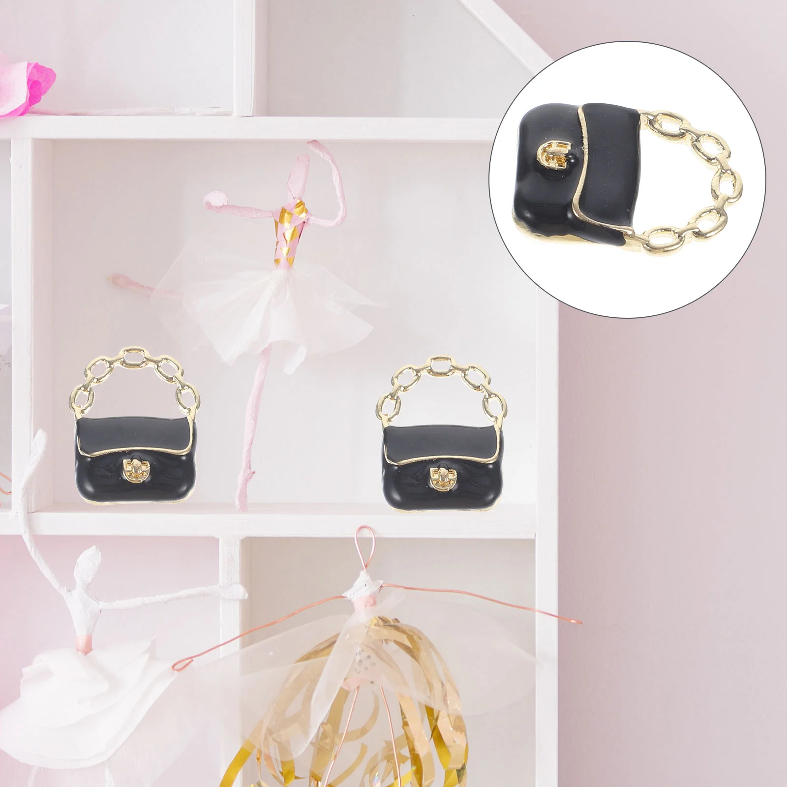 

3Pcs Mini House Handbags House Purse Miniature Chain Bags Mini House Miniatures house handheld bag